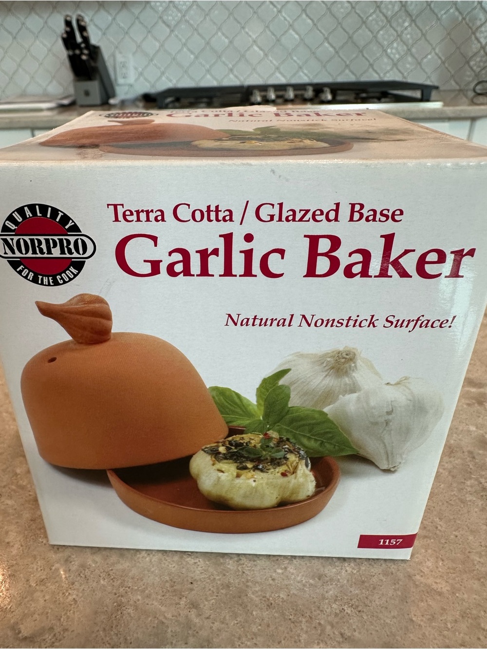 🧄 New in Original Box – Norpro Terra Cotta Garlic Baker #1157